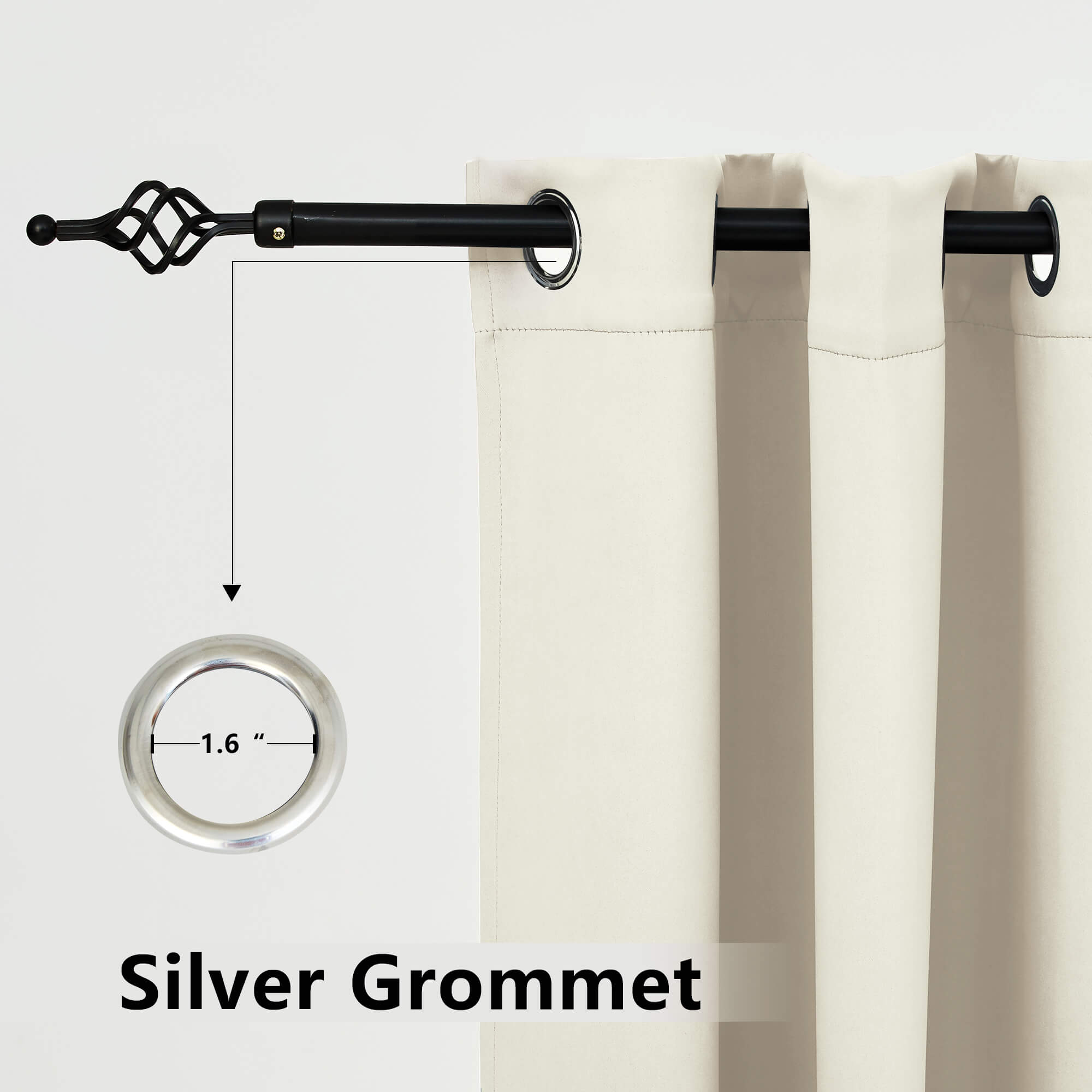 Snowcity Outdoor Curtains Waterproof Grommet Top & Bottom 1 Panel - Beige