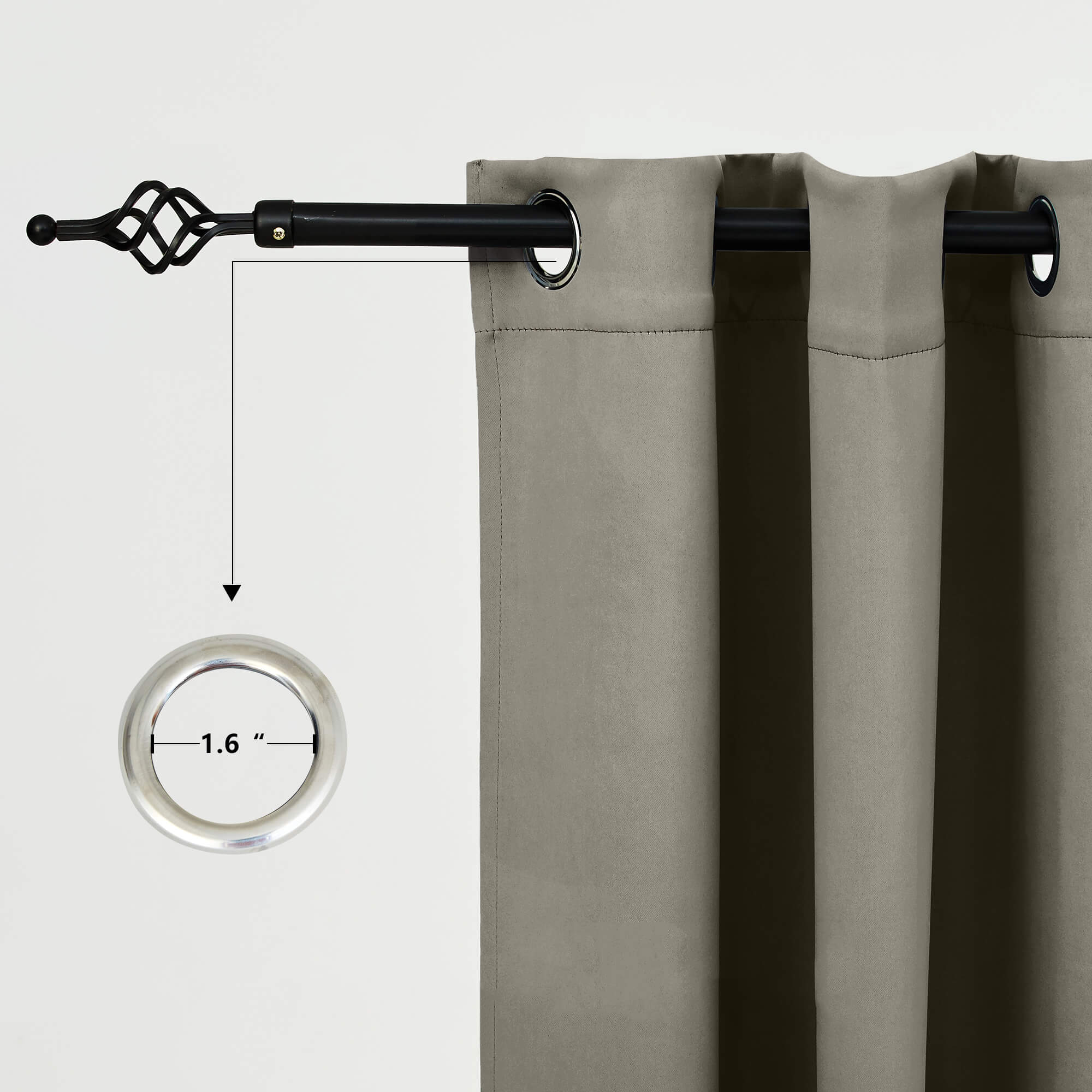 Snowcity Outdoor Curtains Waterproof Grommet Top 1 Panel - Taupe