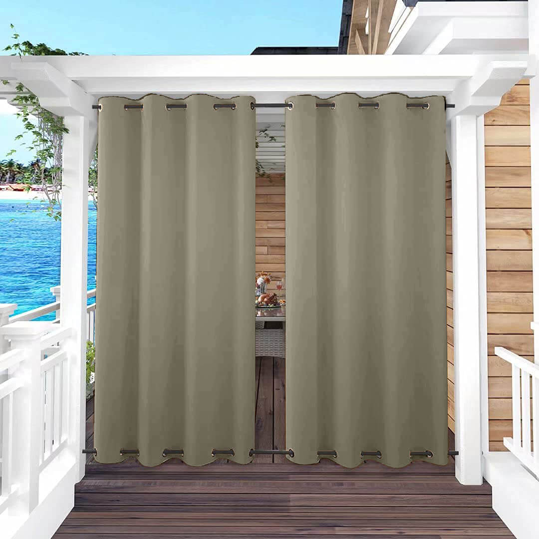 Snowcity Outdoor Curtains Waterproof Grommet Top & Bottom 1 Panel - Taupe