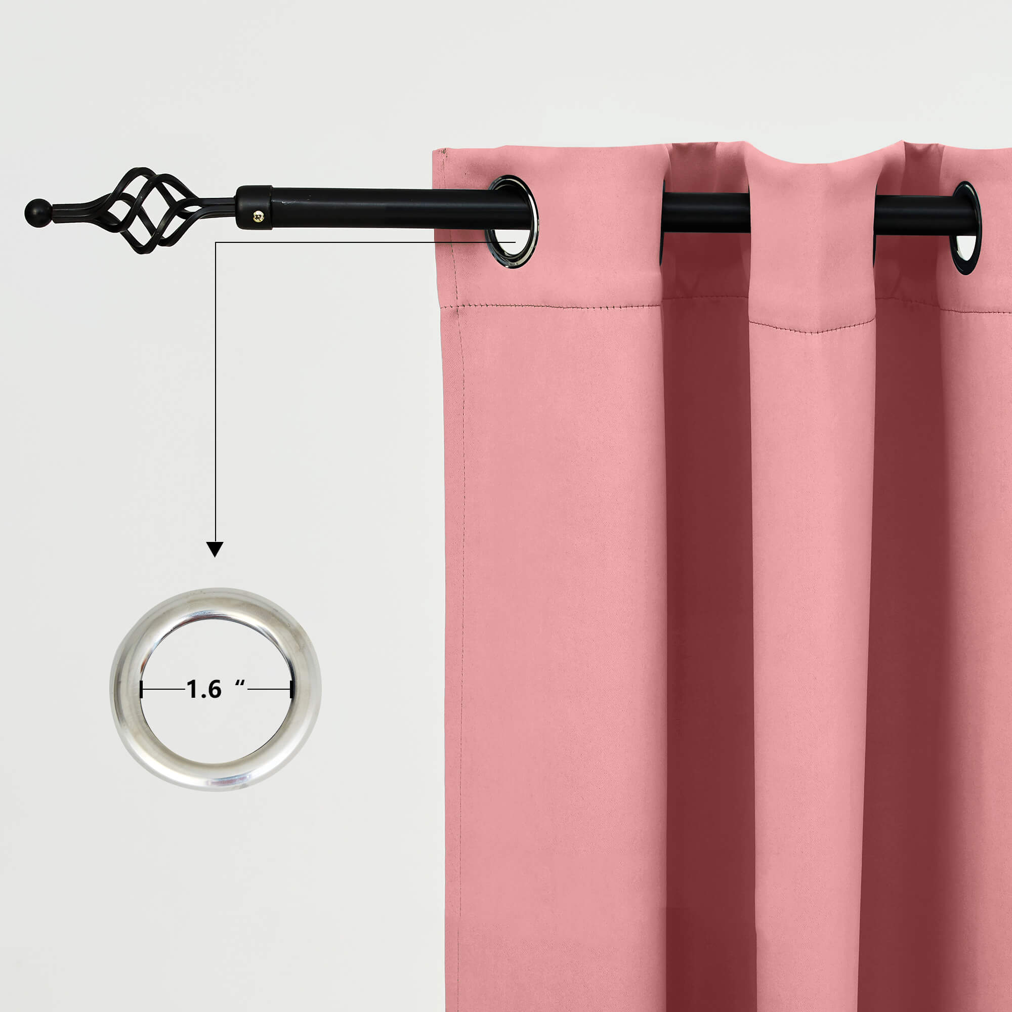 Snowcity Outdoor Curtains Waterproof Grommet Top & Bottom 1 Panel - Pink
