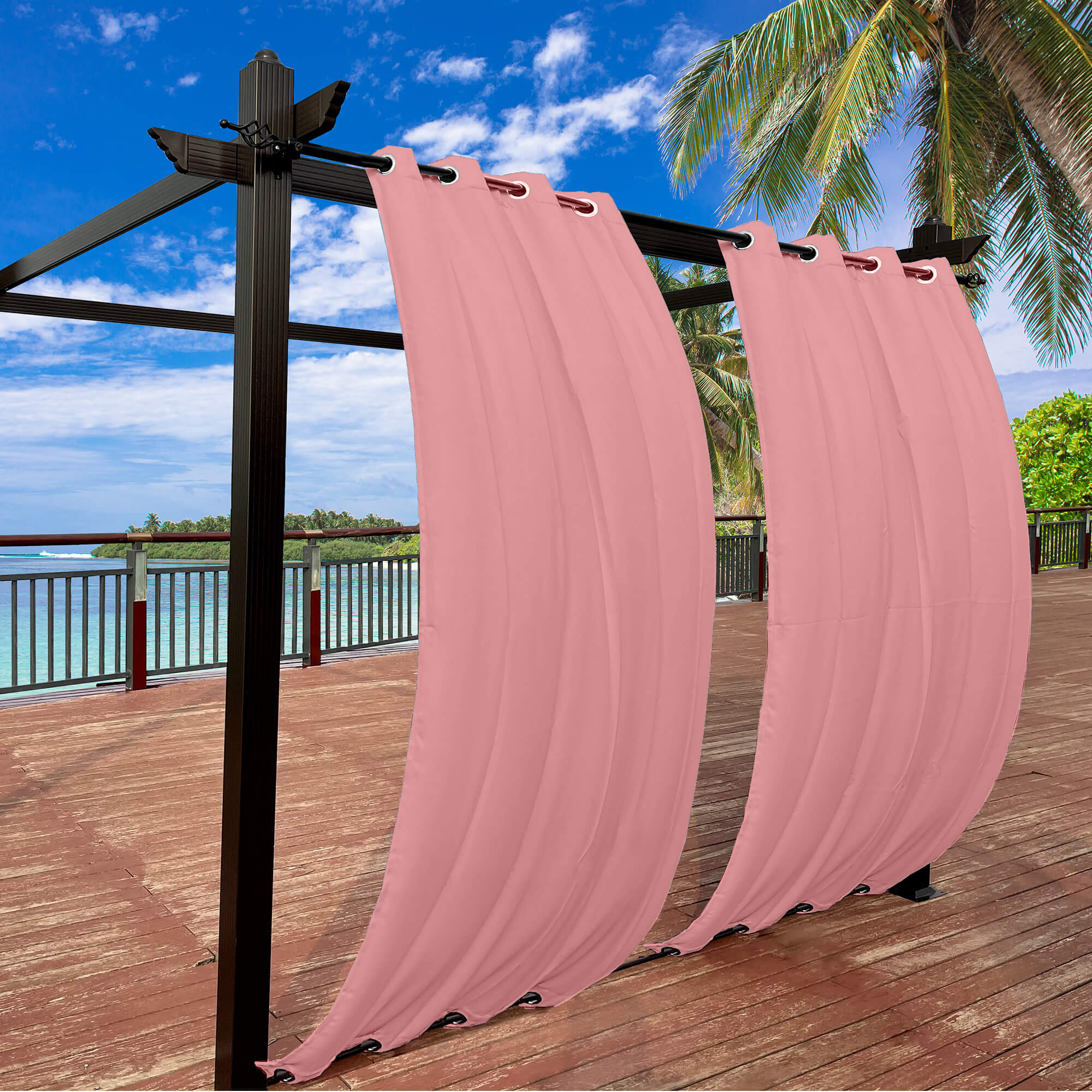 Snowcity Outdoor Curtains Waterproof Grommet Top & Bottom 1 Panel - Pink