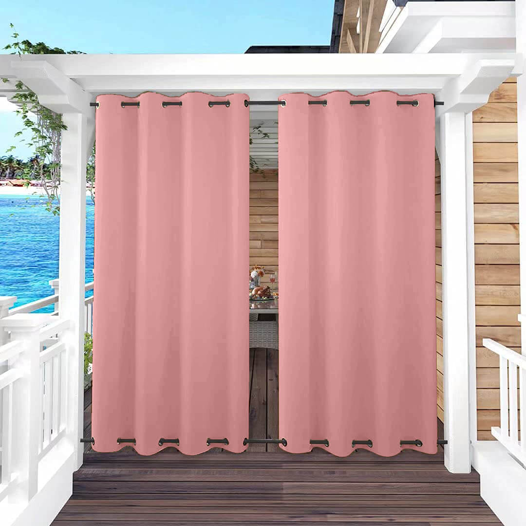 Snowcity Outdoor Curtains Waterproof Grommet Top & Bottom 1 Panel - Pink