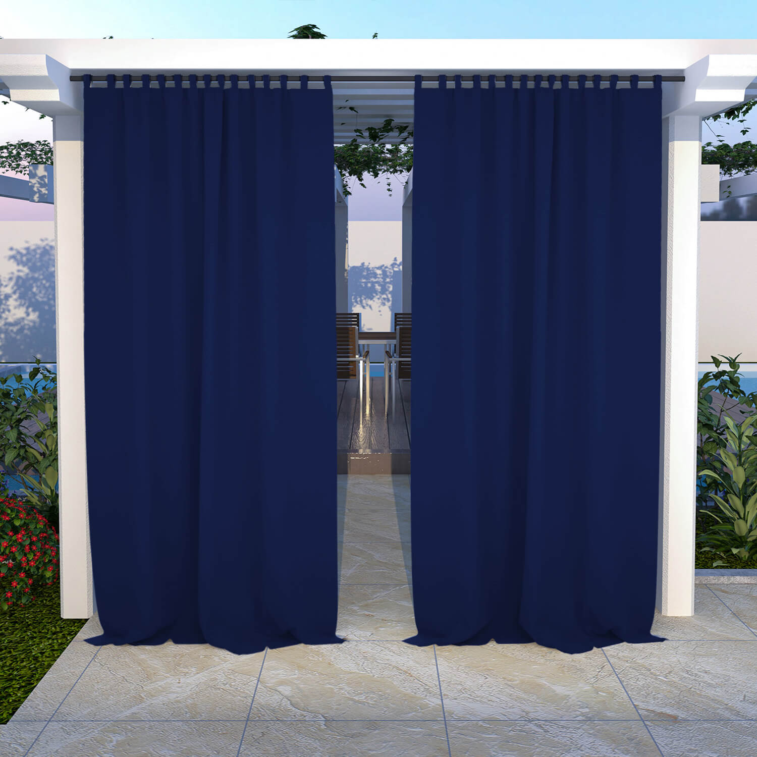 Outdoor Curtains Waterproof Tab Top 1 Panel - Navy