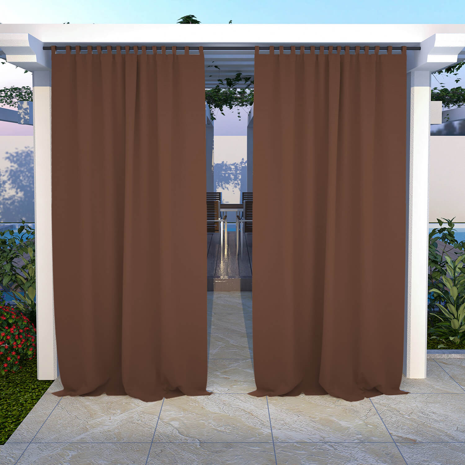 Outdoor Curtains Waterproof Tab Top 1 Panel - Bay Brown