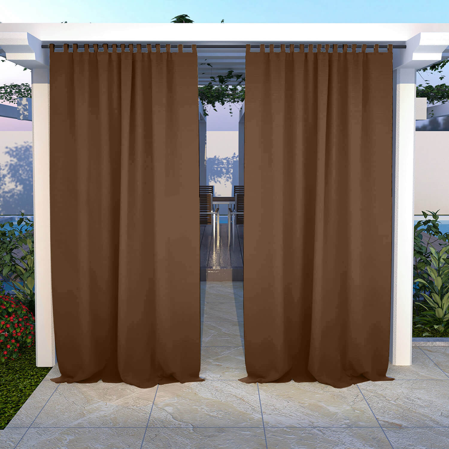 Outdoor Curtains Waterproof Tab Top 1 Panel - Coffee