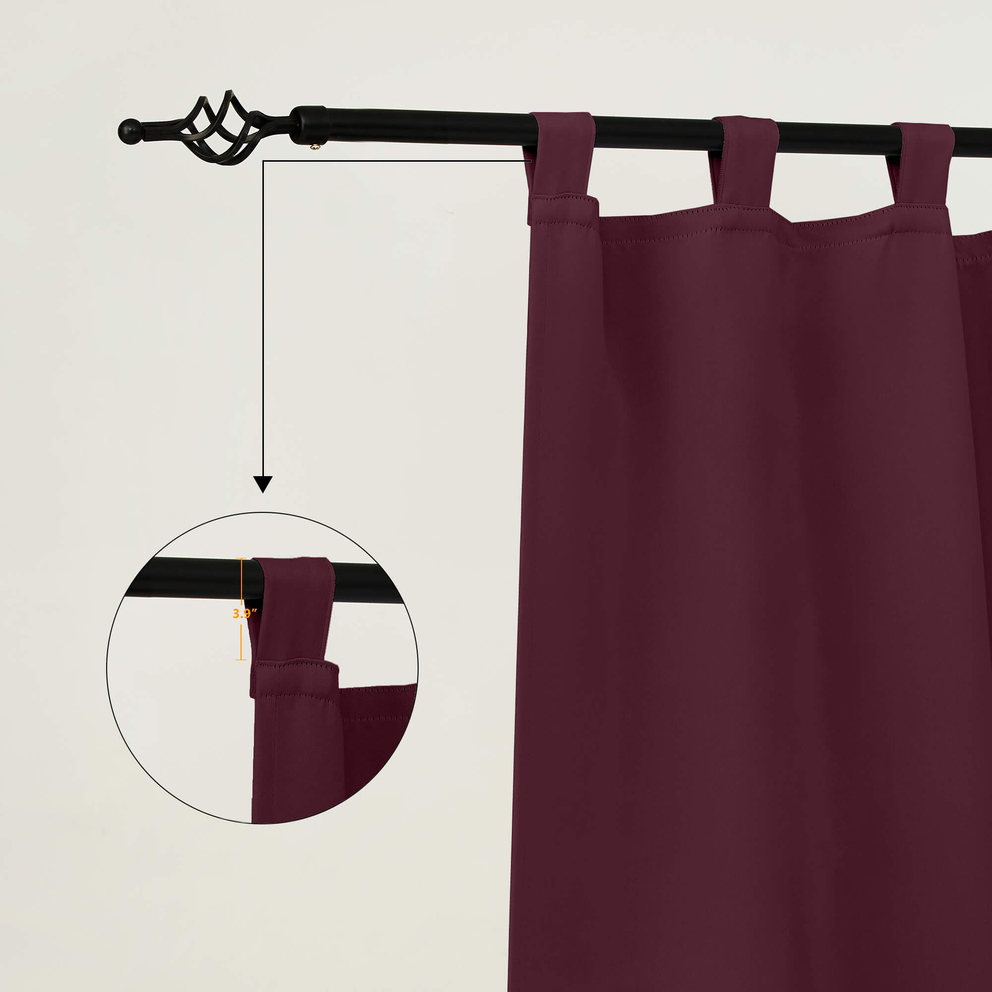 Outdoor Curtains Waterproof Tab Top 1 Panel - Wine
