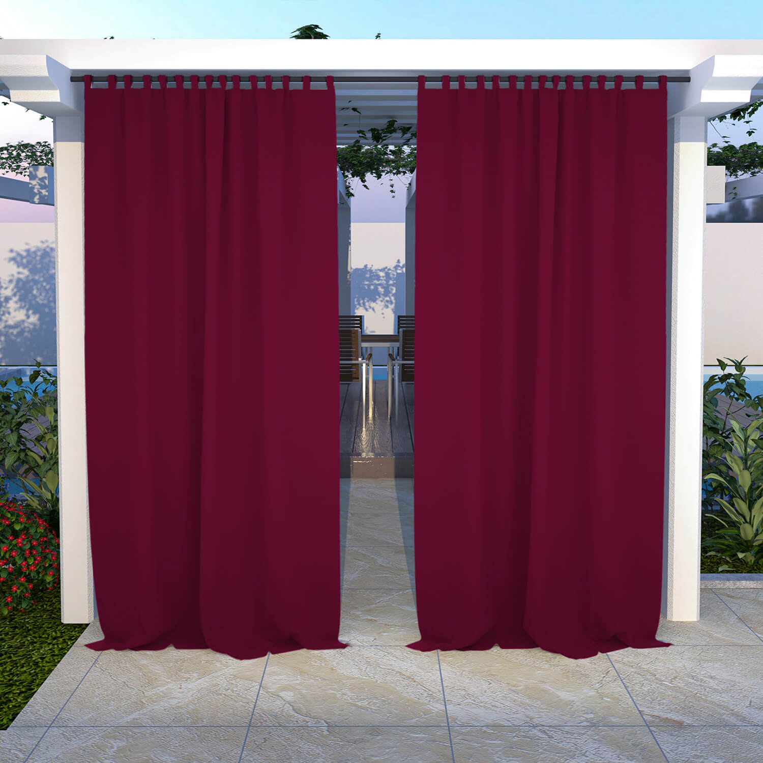 Outdoor Curtains Waterproof Tab Top 1 Panel - Wine