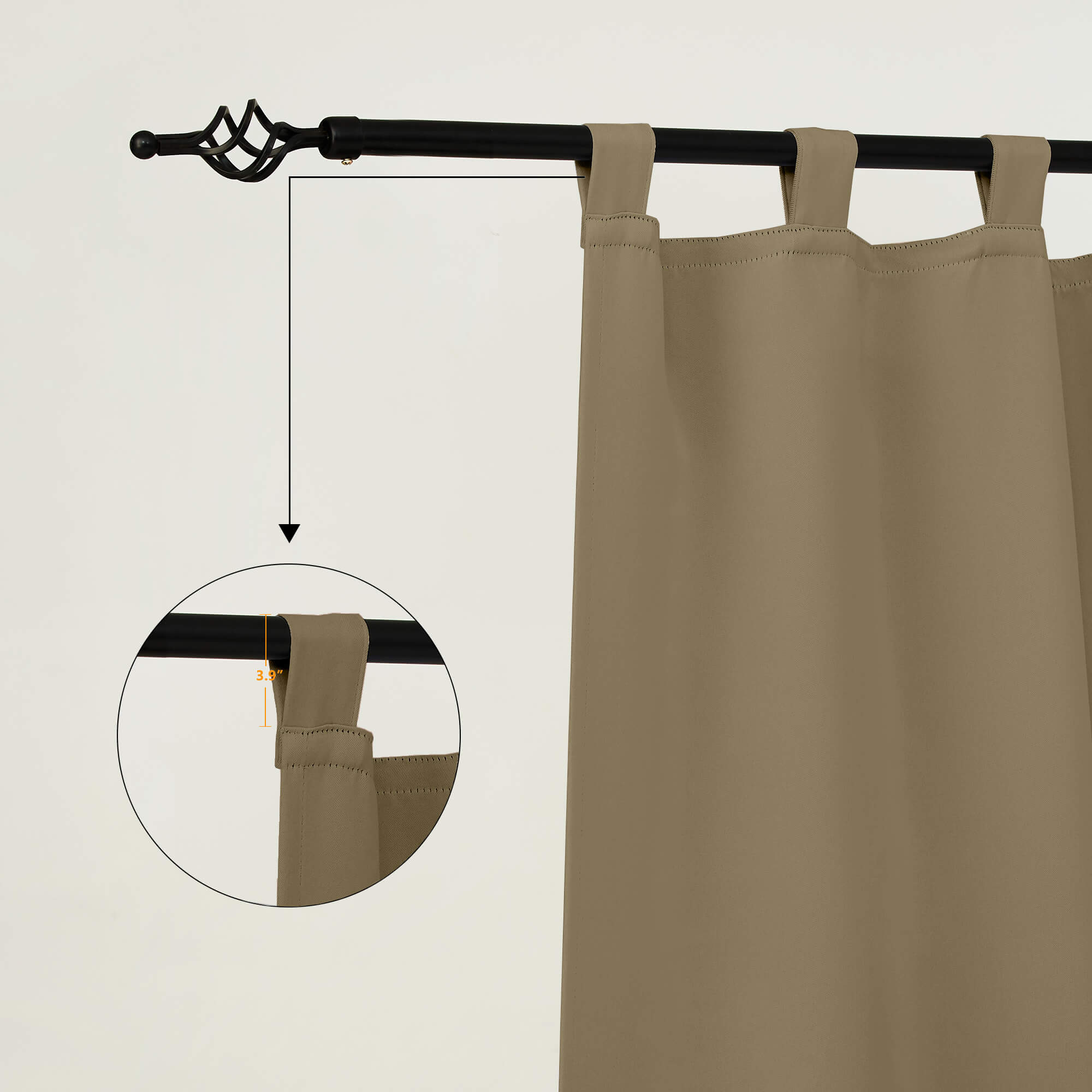 Outdoor Curtains Waterproof Tab Top 1 Panel - Khaki