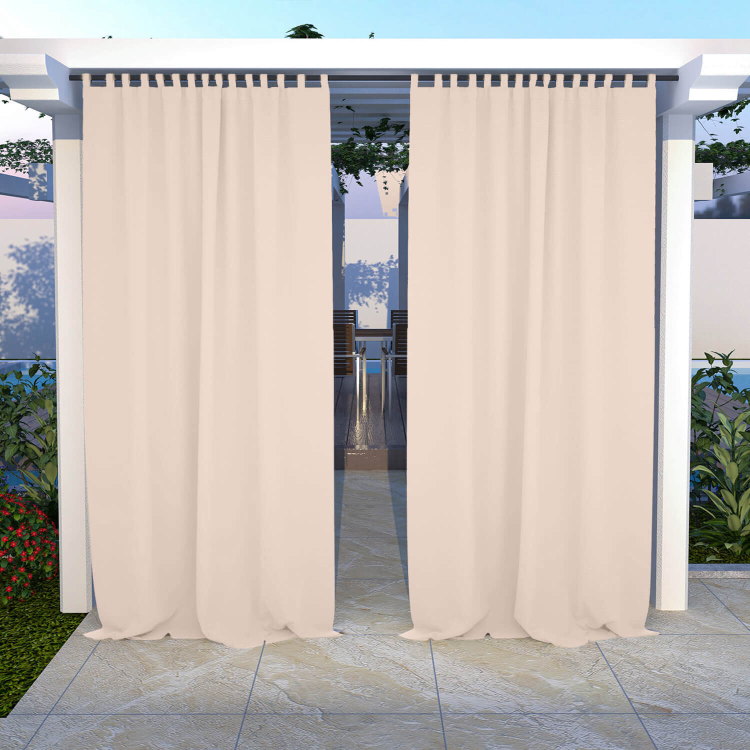 Outdoor Curtains Waterproof Tab Top 1 Panel - Peach