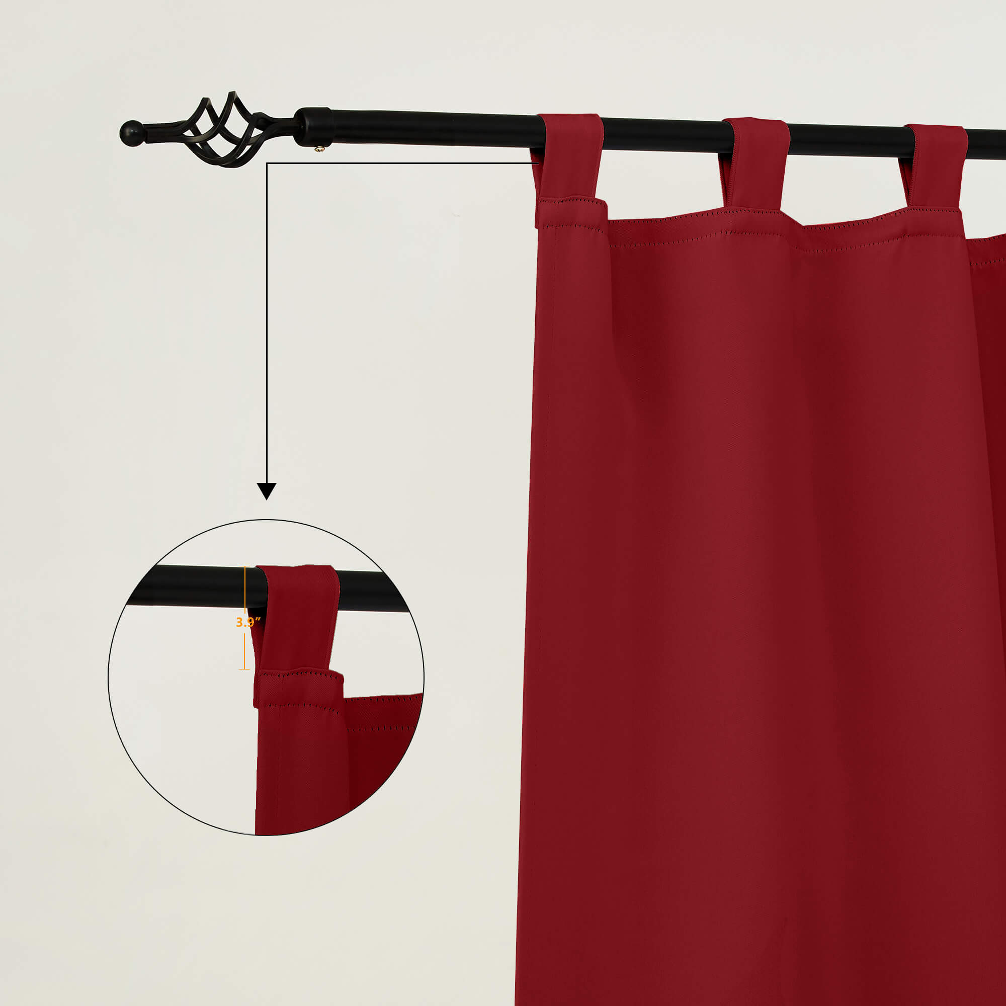 Outdoor Curtains Waterproof Tab Top 1 Panel - Red