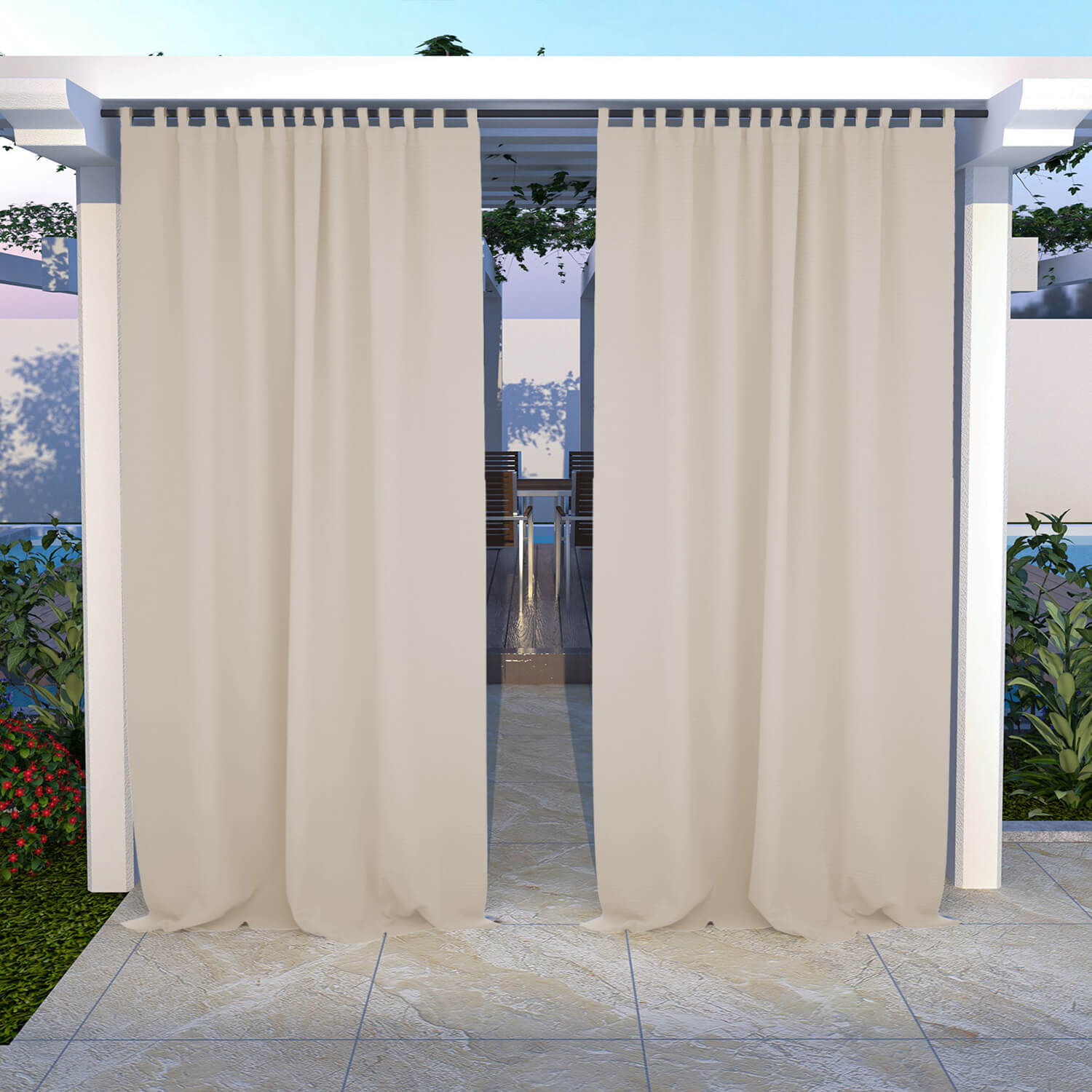 Outdoor Curtains Waterproof Tab Top 1 Panel - Biscotti Beige