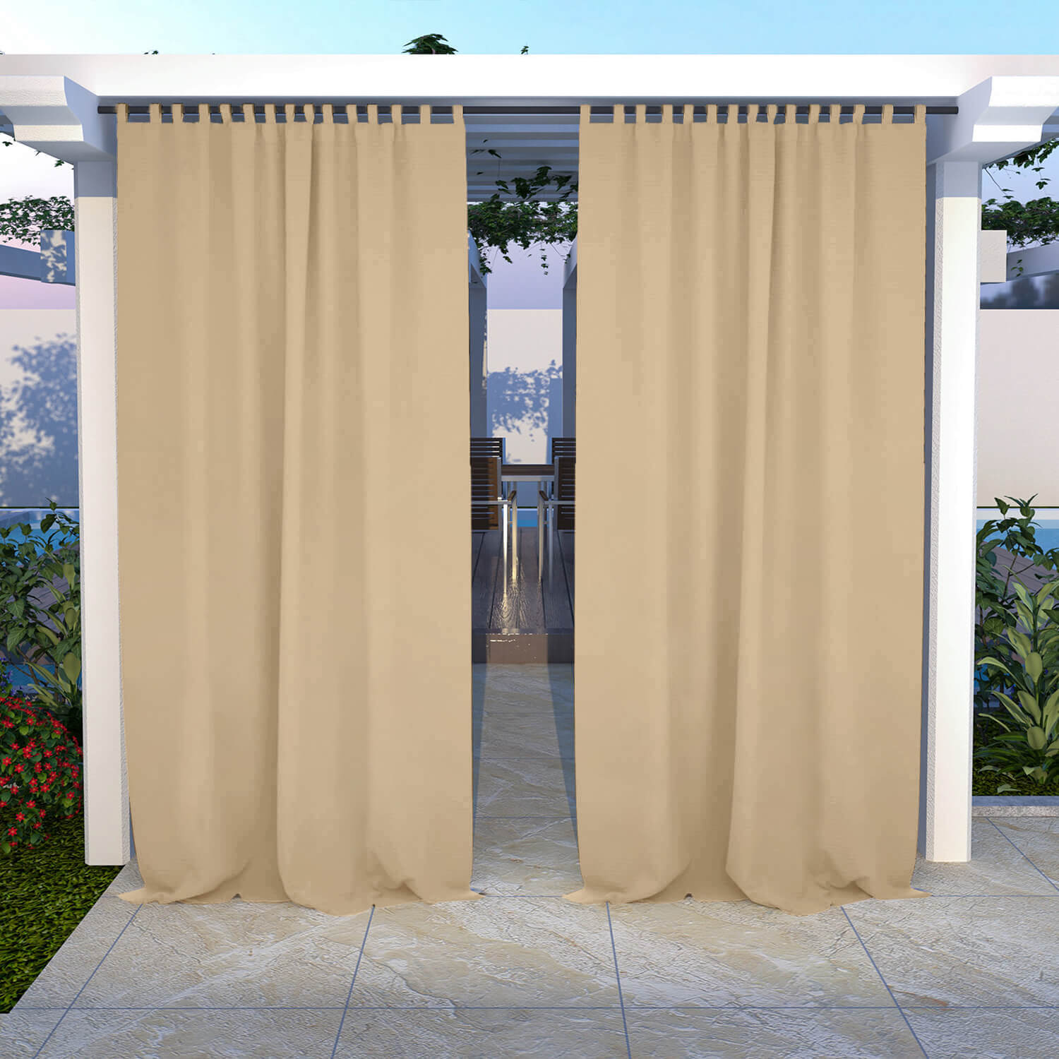 Outdoor Curtains Waterproof Tab Top 1 Panel - Camel