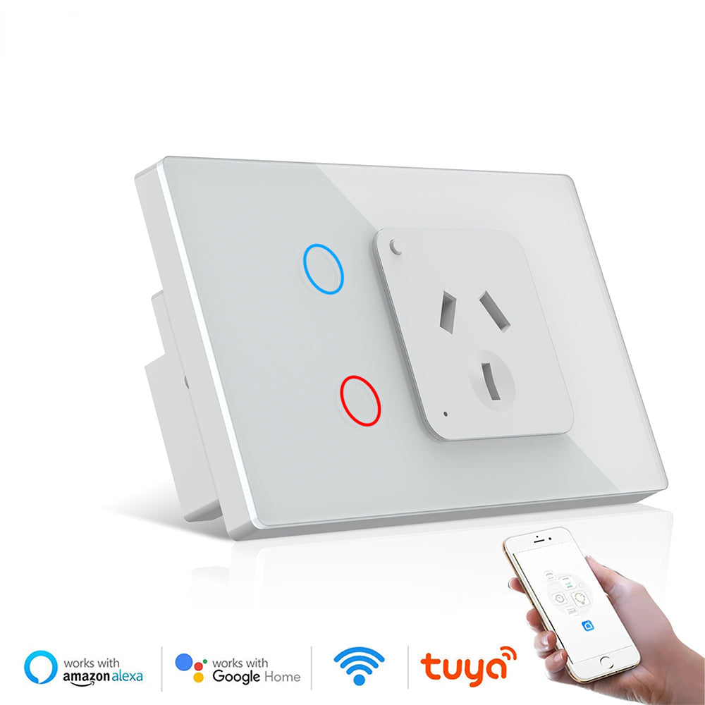 Melery  Tuya Light Wall Switch AU Plug Smart Life WiFi Socket Austrial Outlet Touch Sensor Glass Panel Interruptor by Alexa Google Home-Melery