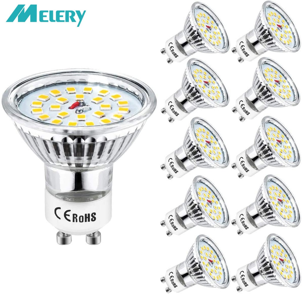 Melery GU10 LED Bulb Track Lighting Halogen 6W Lamp Equivalent 60W Spotlight Recessed Light Daylight White 6000K 480 Lumens 10Packs