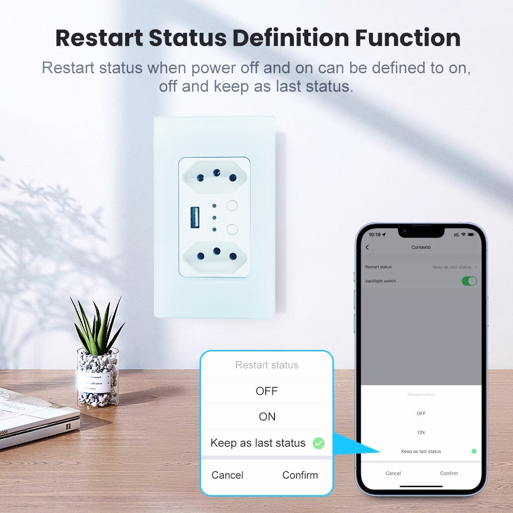 Melery  Smart Wifi 2 Outlet In Wall Works With Alexa, Google Home Receptacle Tomada USB Charging Ports, Duplex Receptacle Socket-Melery
