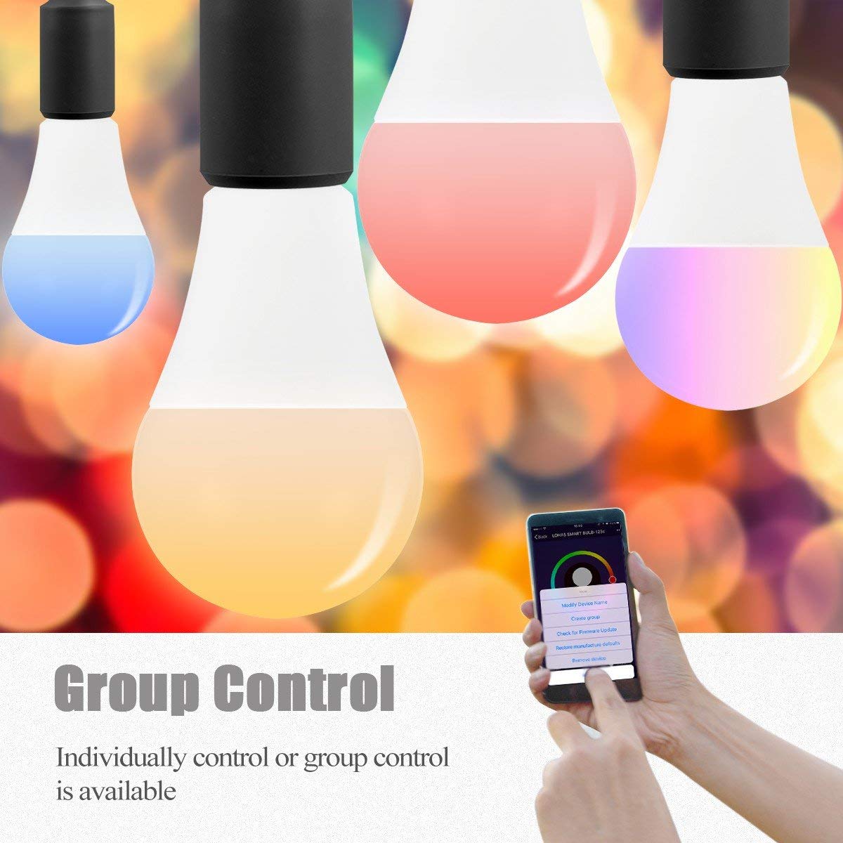 Melery E26 Tuya WiFi Smart LED Light Bulb 12W RGB Warm Cold White Color Lamp 150W Equivalent A21 Remote Control by Alexa Google Home-Melery