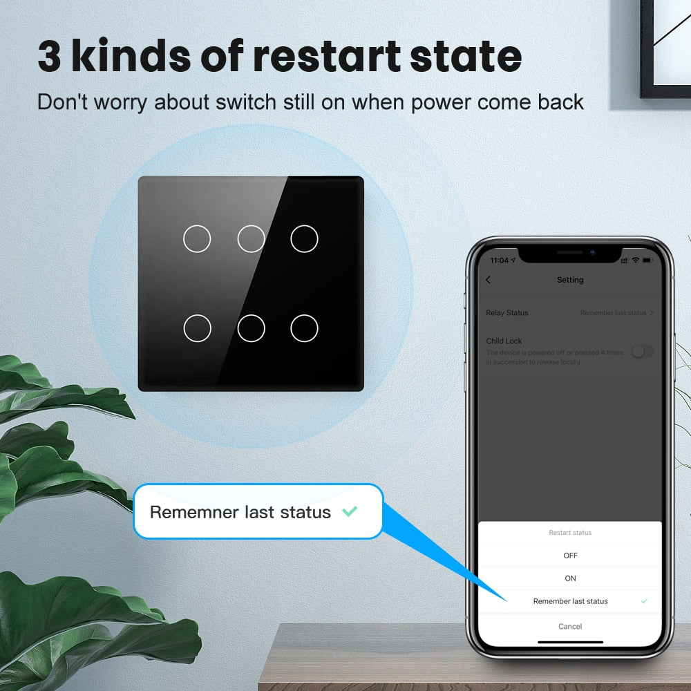 Melery  Brazil 4x4 Switch 4/6/8Gang Tuya WiFi Smart Life Light Wall Touch Sensor Interruptor Glass Panel Remote by Alexa Dot Google Home-Melery