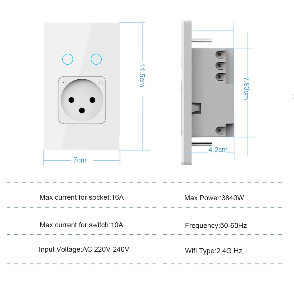 Melery Wifi Smart Tuya Israel Light Switch Wall Socket Israeli Plug Electrical Outlet Touch Glass Panel Intelligent Alexa Google Home-Melery