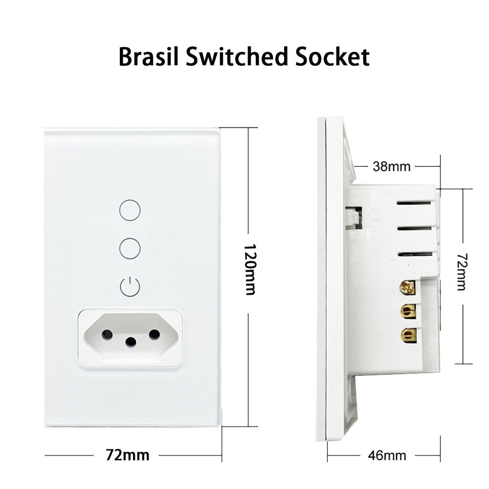Melery  Zigbee Smart Tuya Brazil Light Switch Wall Socket Electrical Brazilian Plug Brasil Outlet Glass Panel Intelligent Wireless Remote Control by Alexa Google Home-Melery