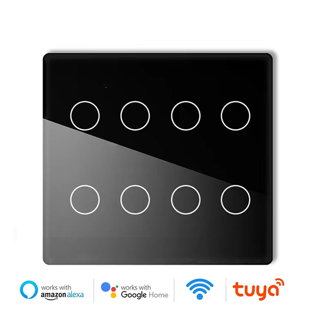Melery  Brazil 4x4 Switch 4/6/8Gang Tuya WiFi Smart Life Light Wall Touch Sensor Interruptor Glass Panel Remote by Alexa Dot Google Home-Melery