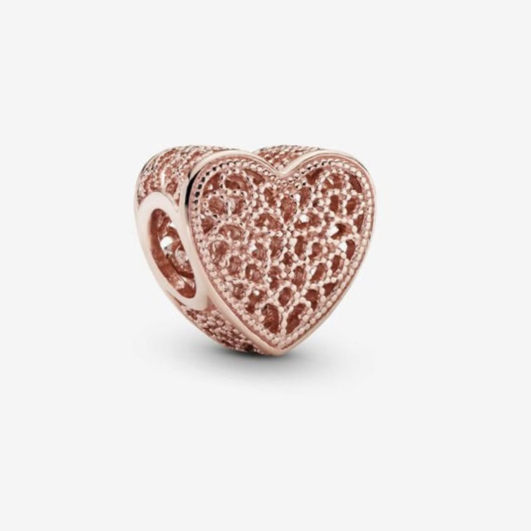 Filigree & Beaded Heart Charm