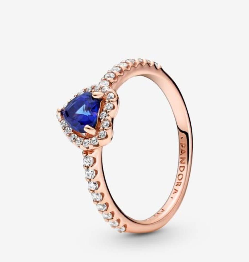 Sparkling Blue Elevated Heart Ring