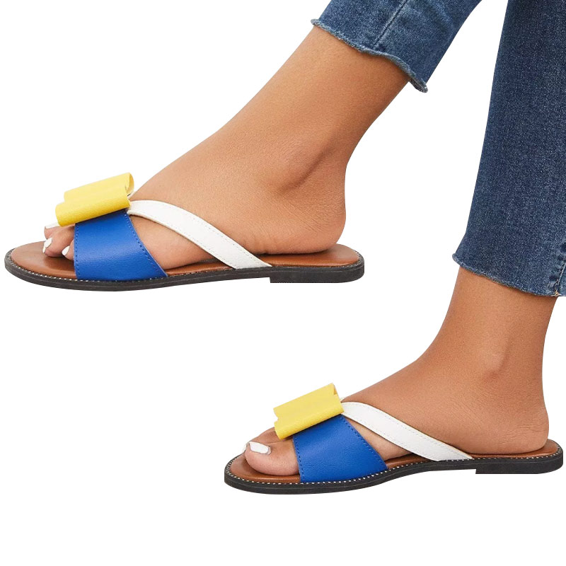 Women Summer Comfy Slipper Retro Rubber Soft Sole Bow Slippers-ABOXUN