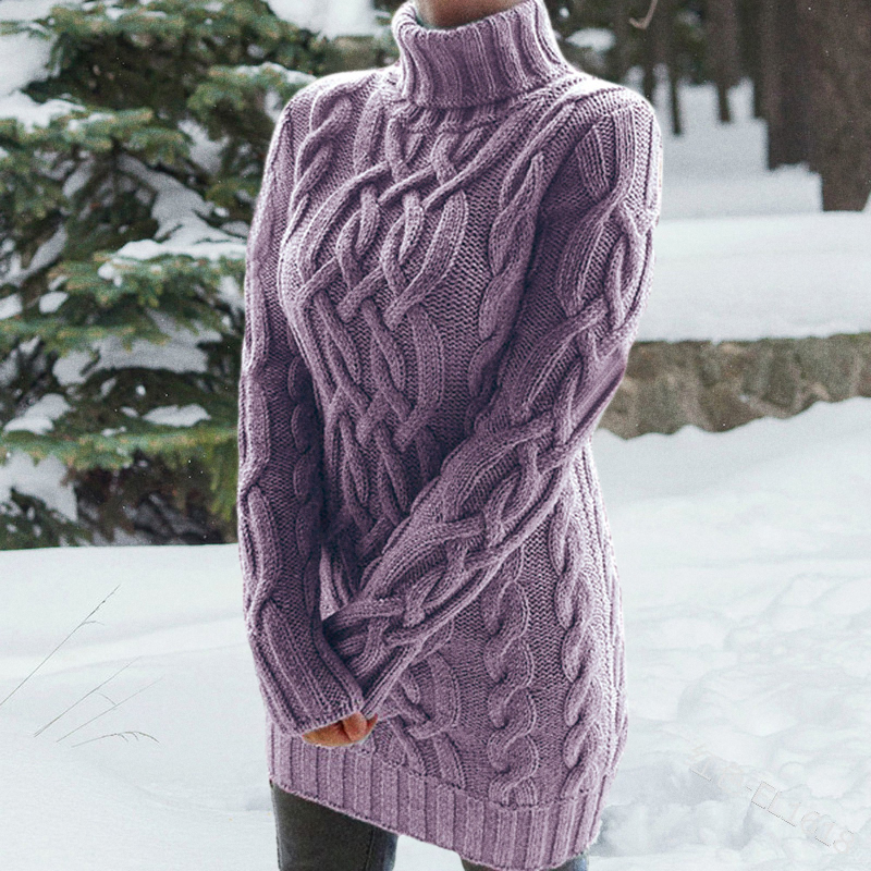 Thick Lapel Retro Thick Twist Sweater Mini Dress-ABOXUN