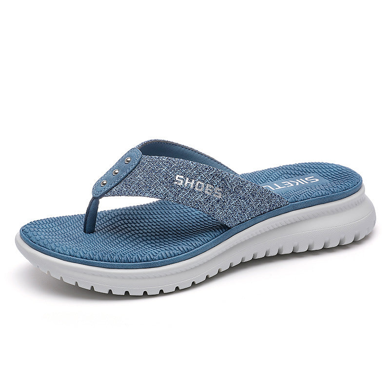 Women Flip Flop Slides Comfortable T- Strap Slippers-ABOXUN