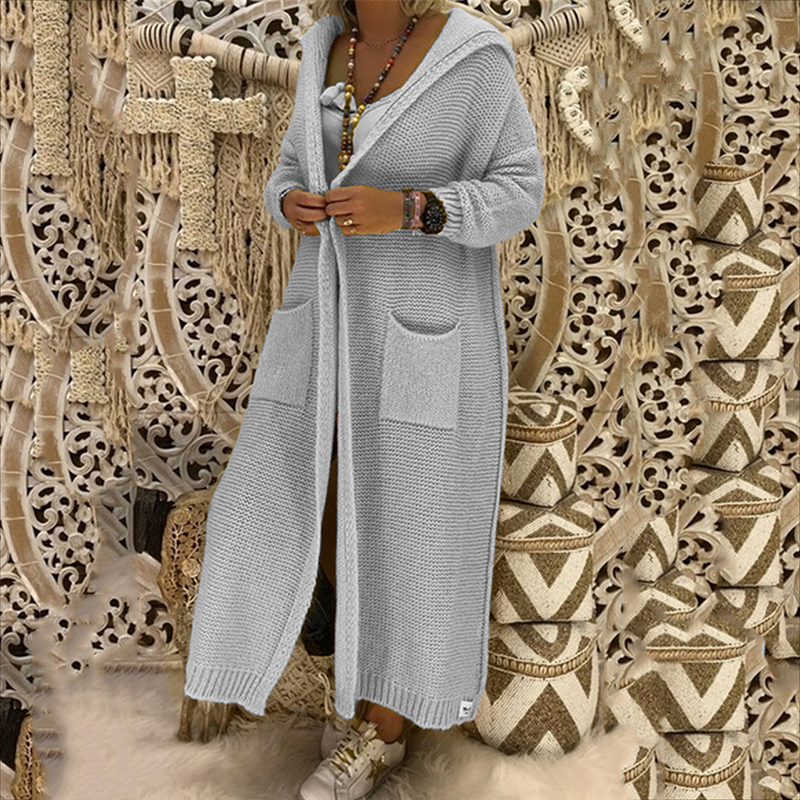 Vintage Loose Pocket Hooded Sweater Cardigan-ABOXUN