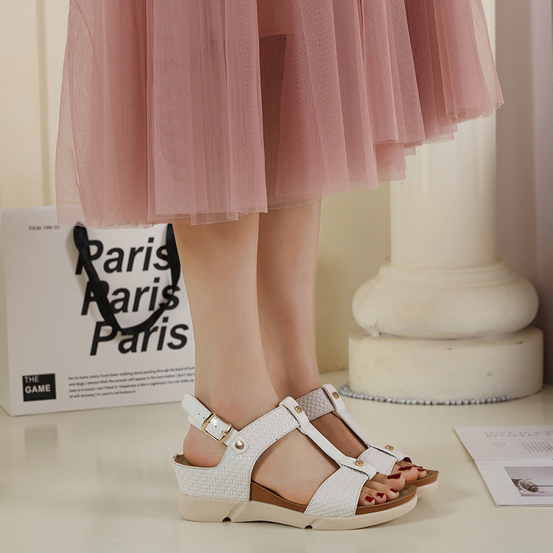 open woven women's sandals-ABOXUN