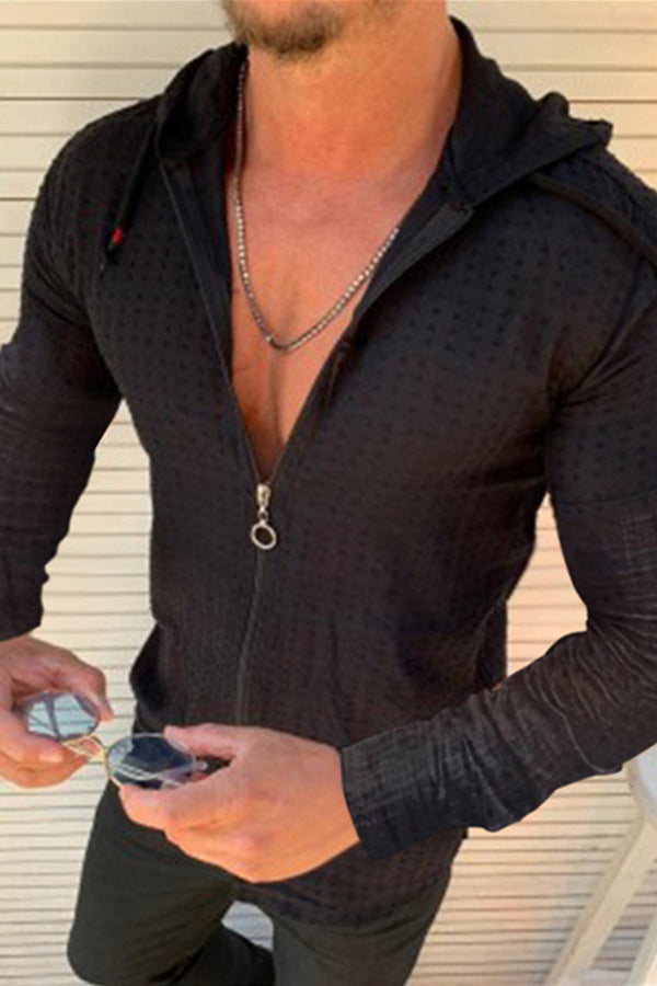 New casual slim long-sleeved hooded shirt-ABOXUN