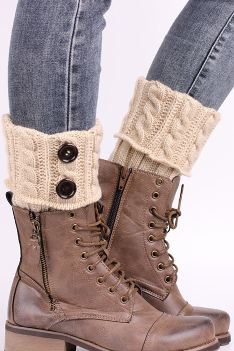 Casual Solid Color Knitted Socks-ABOXUN