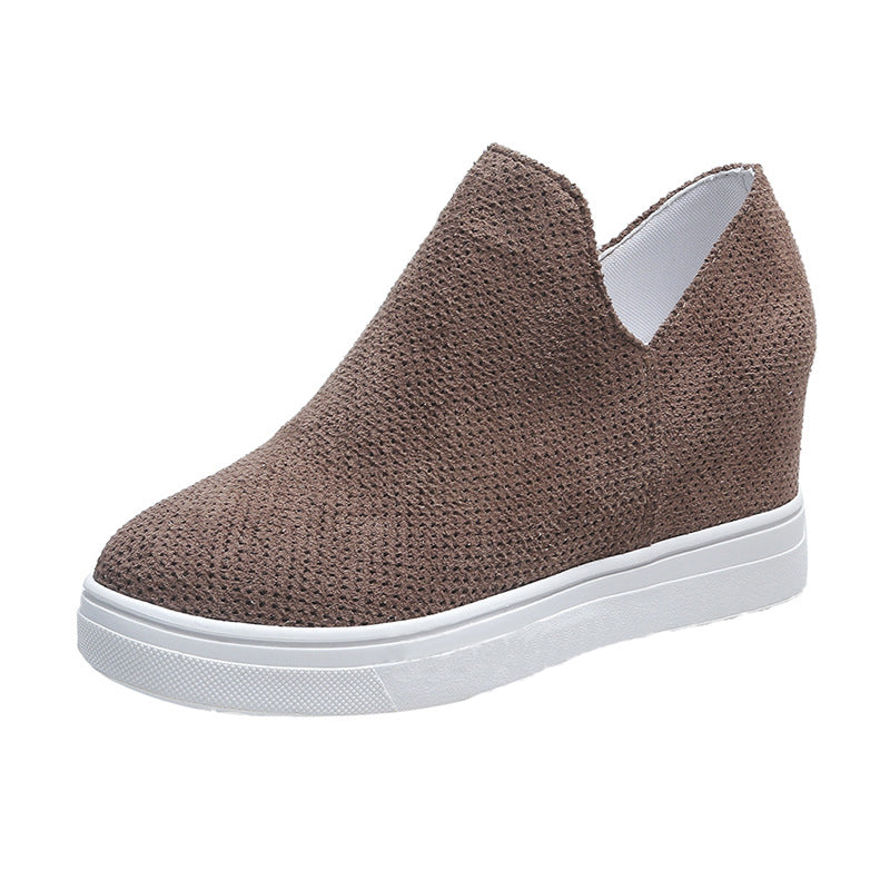 Women's Round Toe Wedge Inner Booster Eyelet Casual Shoes-ABOXUN
