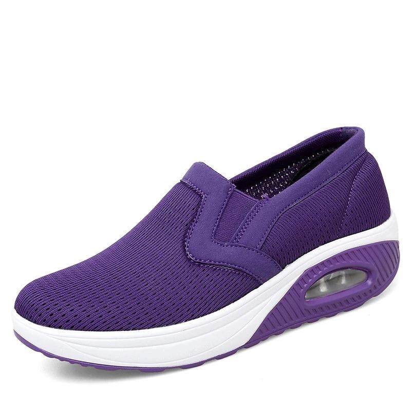 Women's Sporty Platform Fabric Daily Slip-On Walking Sneakers-ABOXUN