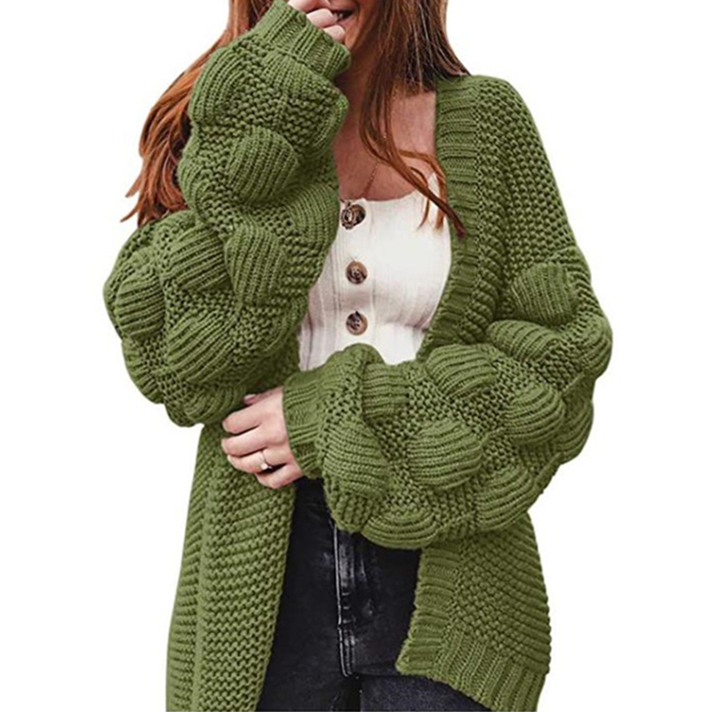 Loose Furball Solid Color Sweater Cardigan-ABOXUN