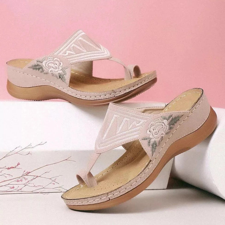 2022 new open toe embroidered slippers-ABOXUN