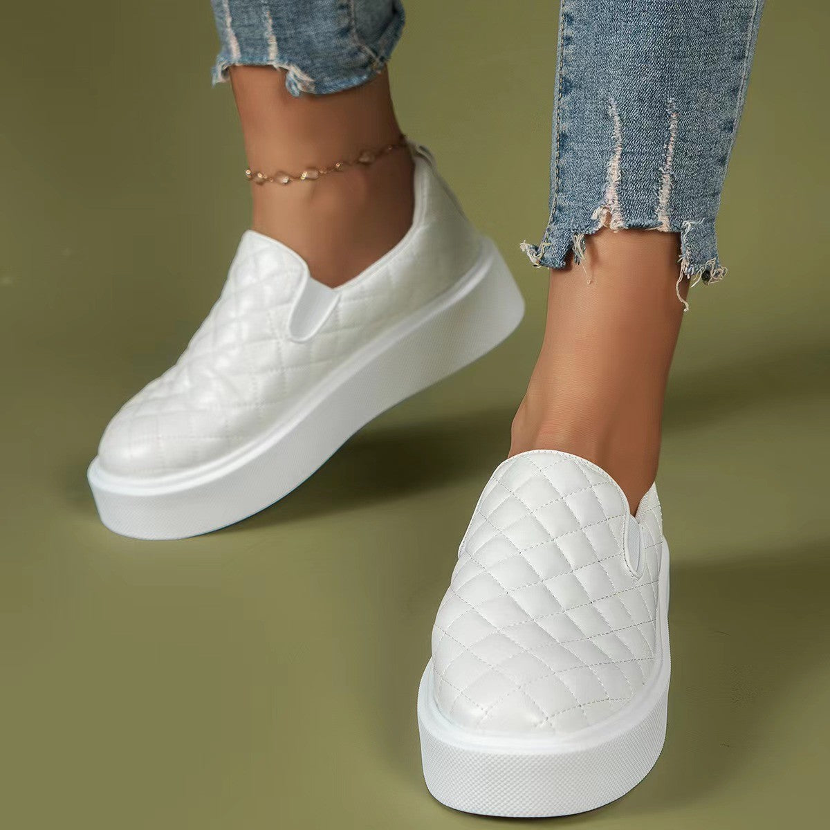 Women's New Round Toe Platform Low Top Casual Shoes-ABOXUN