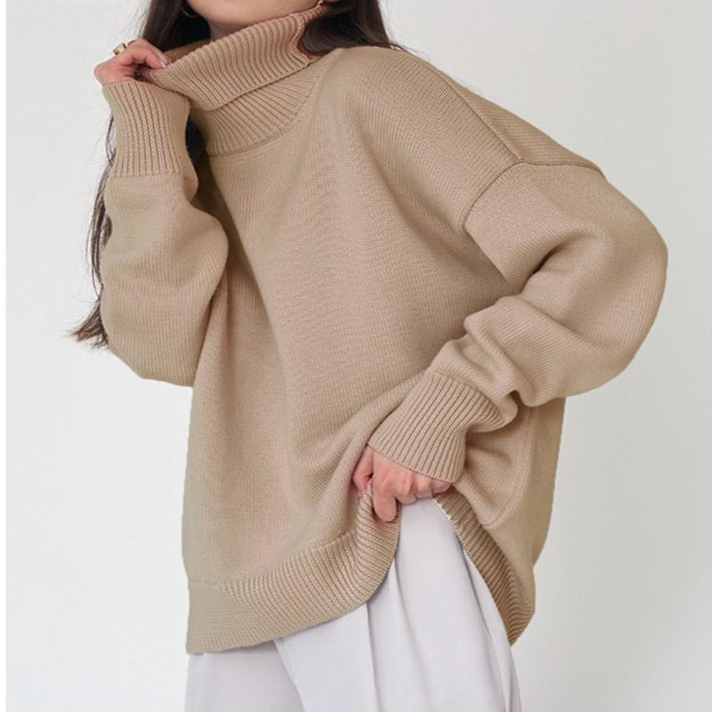 women's autumn and winter popular high neck loose knitted sweater-ABOXUN