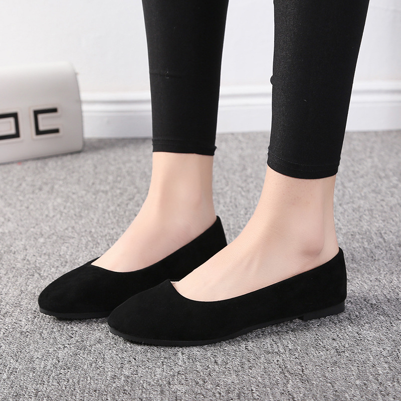 suede slip-on shoes pointed toe Rubber Flat Shoes-ABOXUN
