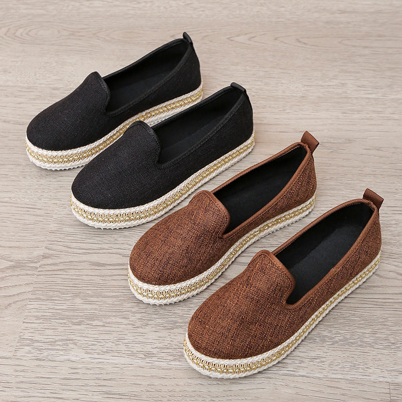 Vintage Roman Style Bubble Soles Slip On Shoes-ABOXUN