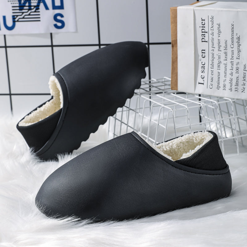 Waterproof Slippers Home Warm Fleece Cotton Shoes-ABOXUN