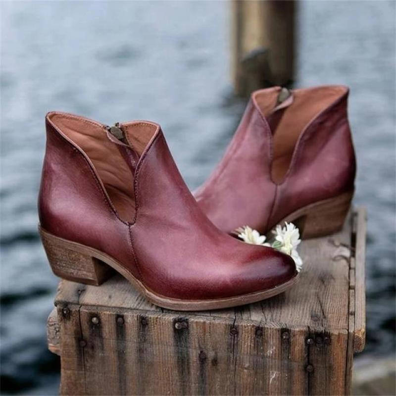 Women Casual Retro Cowboy Ankle Boots-ABOXUN