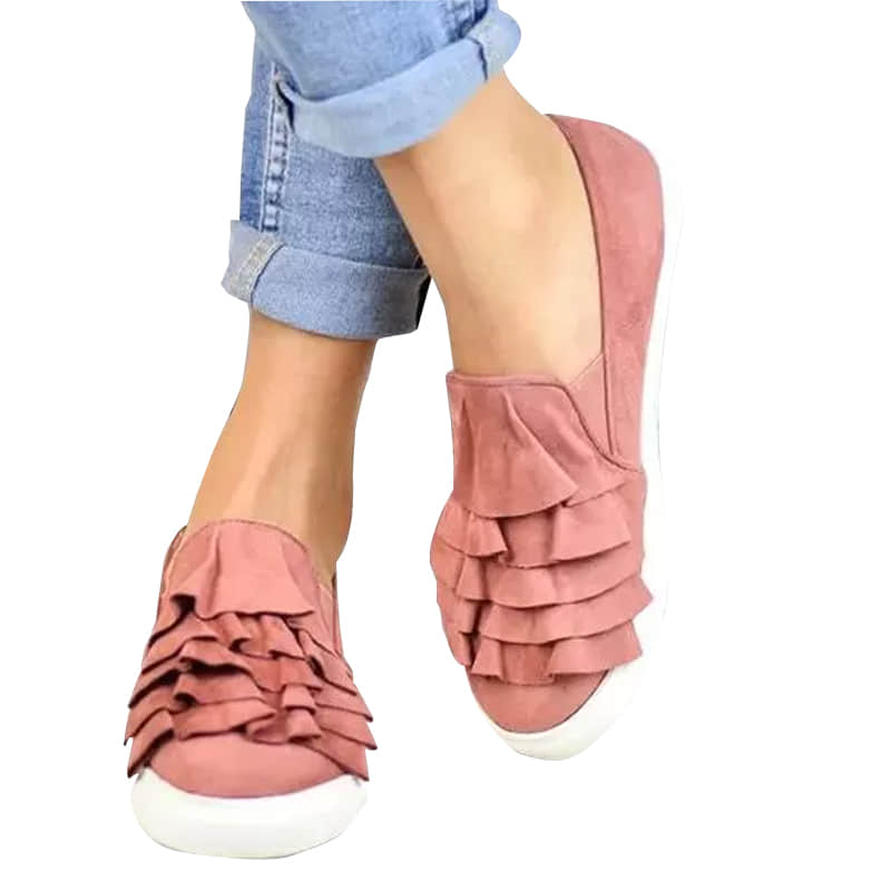 Fashion Ruffle Side Flat Shoes-ABOXUN