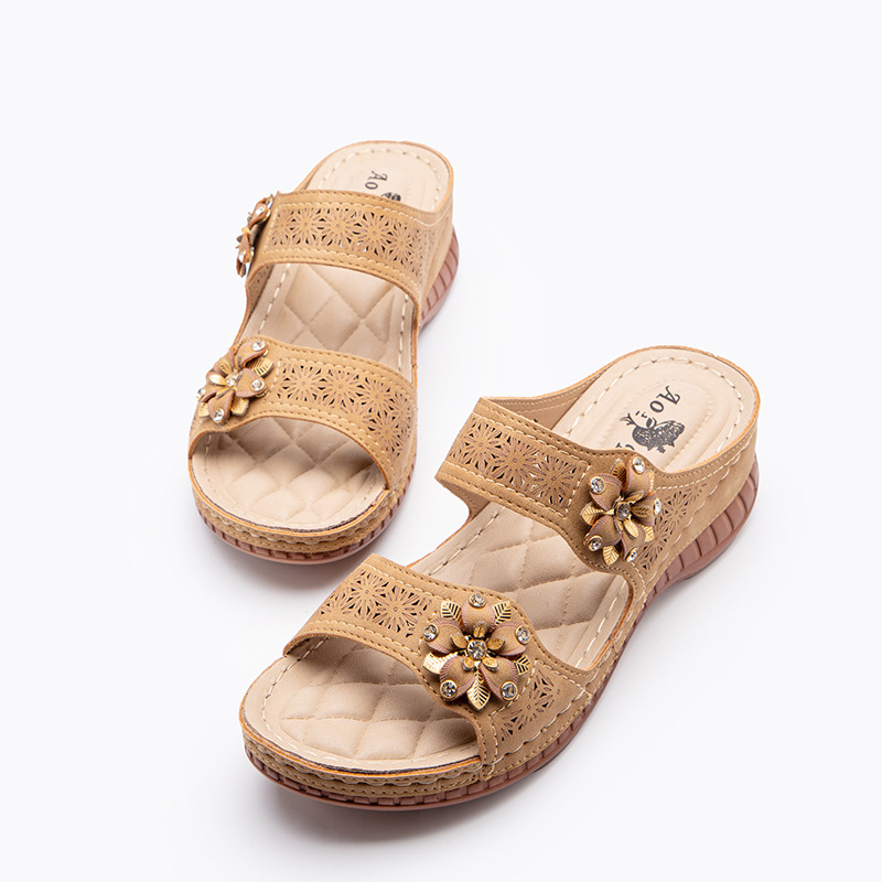 Embroidered Wedge Sandals for Women-ABOXUN