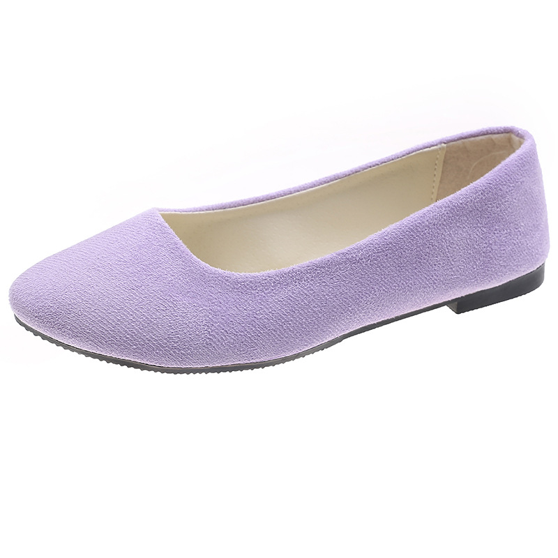 suede slip-on shoes pointed toe Rubber Flat Shoes-ABOXUN