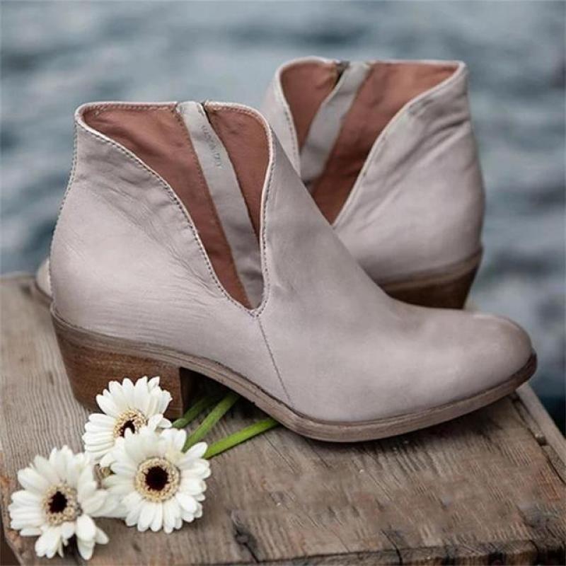 Women Casual Retro Cowboy Ankle Boots-ABOXUN