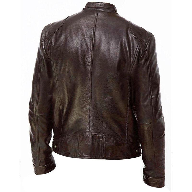 Men's Genuine Inception Dom Cobb Leonardo DiCaprio Motorcycle Biker Brown Jacket-ABOXUN