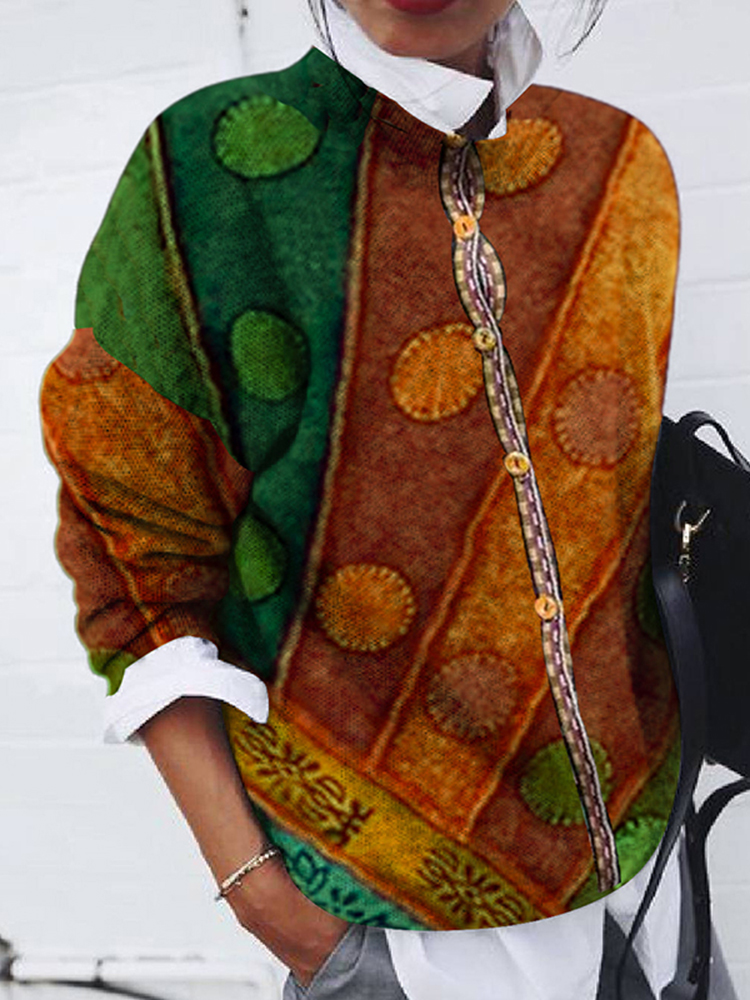 Fashion Brushed Polka Dot Print Long Sleeve Cardigan-ABOXUN