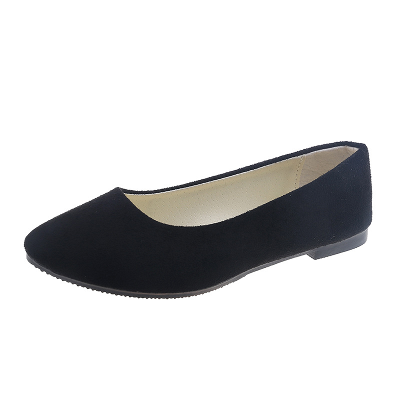 suede slip-on shoes pointed toe Rubber Flat Shoes-ABOXUN
